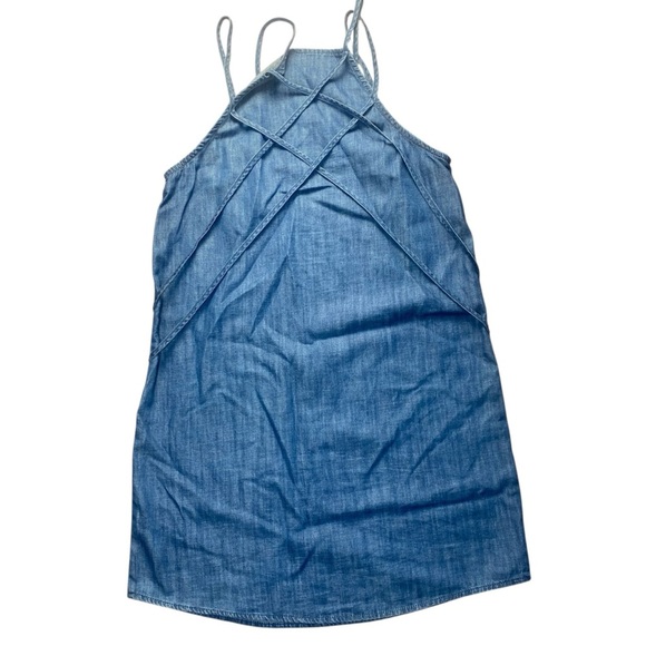 AllSaints Denim Mini Dress Small | Spaghetti Strap Halter Chambray Size Small - Picture 4 of 10